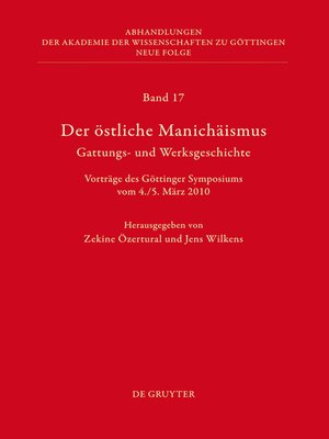 cover image of Der östliche Manichäismus – Gattungs- und Werksgeschichte